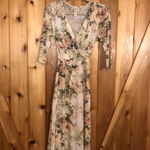 Floral faux wrap maxi dress